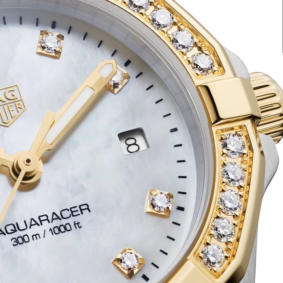 TAGHeuer Wmns Aquaracer Diamond 18kt TwoTone Watch - Picture 3 of 10